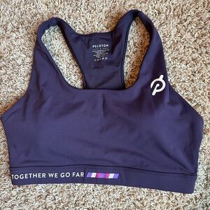 Peloton sports bra, size LARGE, deep purple color, barely worn, removable cups